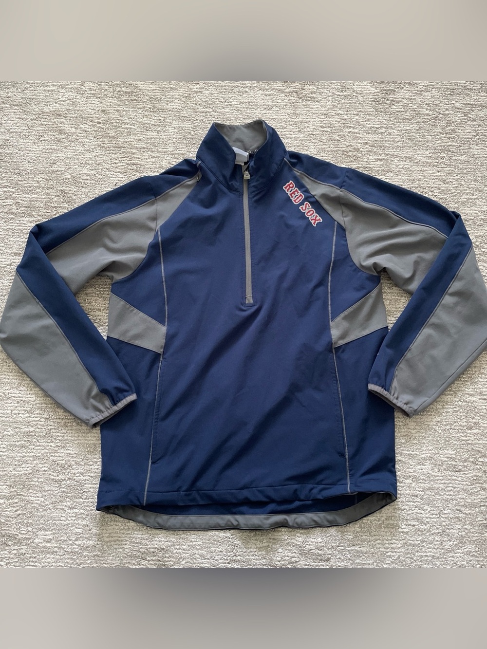 Majestic Boston Red Sox 1/2 Zip Pullover Training Jacket Blue Y2K Mens Medium